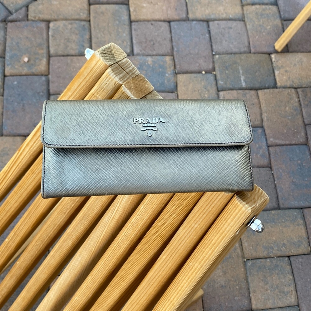 Rare Vintage Prada Wallet On Chain Leather Purse Cross Body Bag Card Purse E